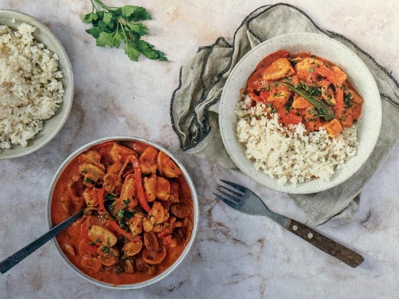 Kip stroganoff met rijst